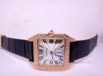 Replica Cartier Santos Diamond Rose Gold White Face Quartz Watch 